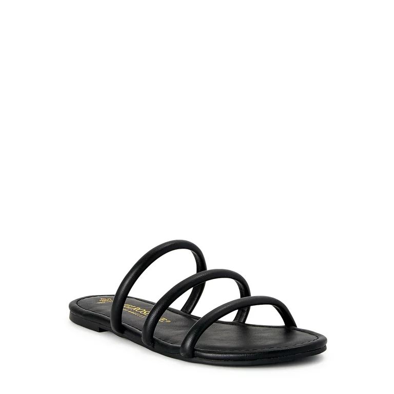 Melrose Ave Women's Faux Leather Three Strap Sandals | Walmart (US)