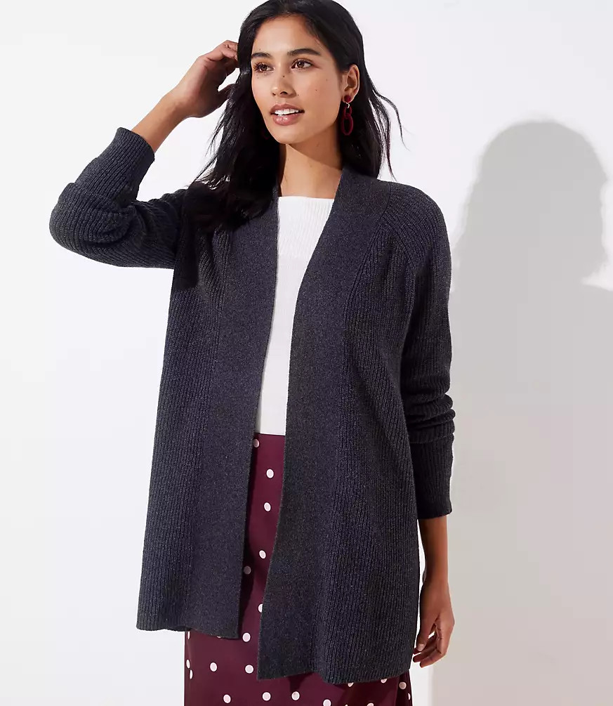 Ribbed Open Cardigan | LOFT