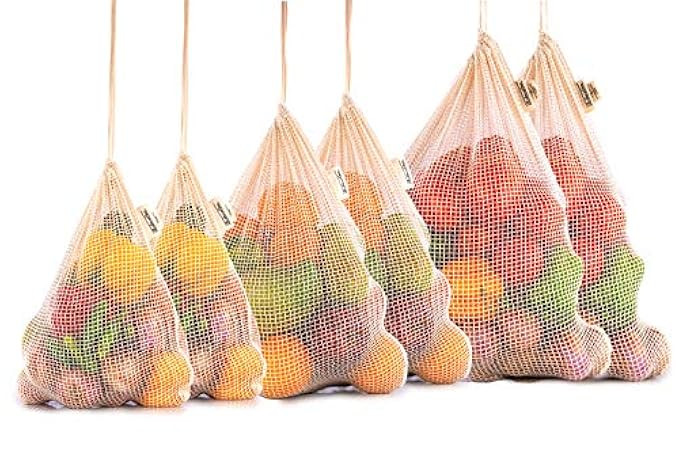 Reusable Produce Bags - Organic Cotton Vegetable Bags - Cotton Mesh Produce Bag - Cotton Vegetable B | Amazon (US)