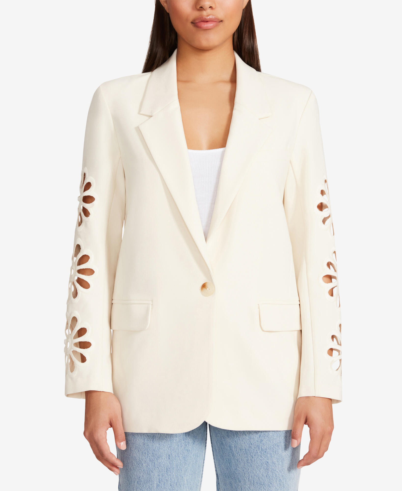 P And Eyelet Out Blazer | Piper Boutique