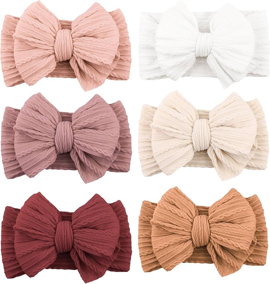 Niceye Handmade Baby Headbands Soft Stretchy Nylon Hair Bands with Bows for Newborn Infant Baby T... | Amazon (US)