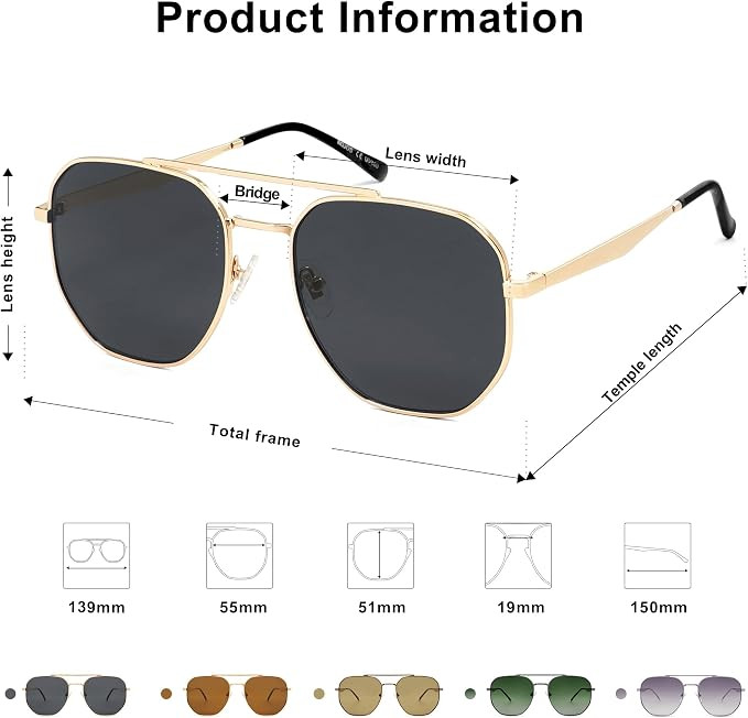 SOJOS Classic Retro Square Aviator Sunglasses for Women Men Hexagonal Frame UV400 Lenses SJ1222  ... | Amazon (US)