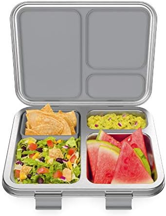 Bentgo Kids Stainless Steel Leak-Resistant Lunch Box - Bento-Style, 3 Compartments, and Bonus Sil... | Amazon (US)