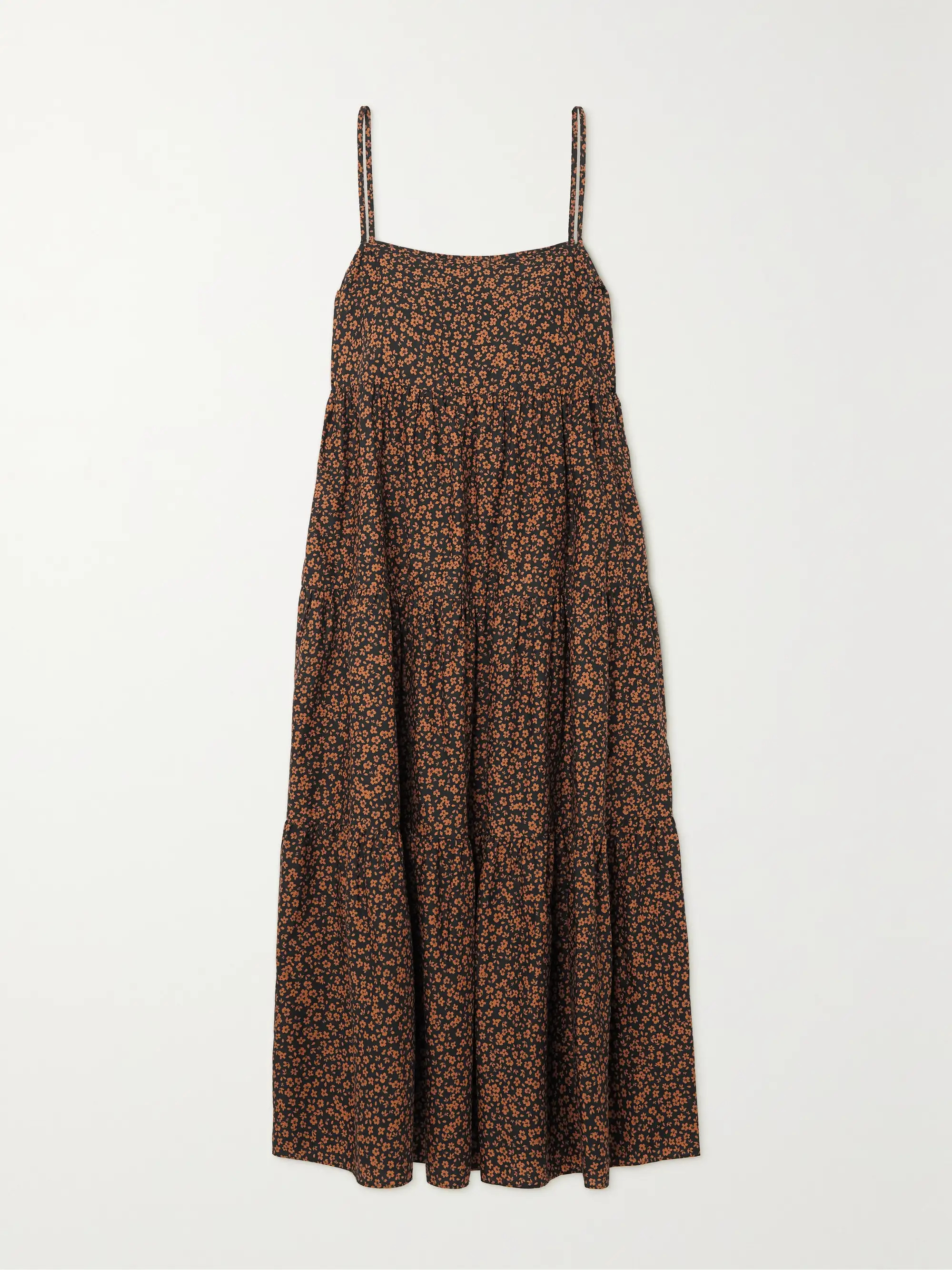 Floral-print tiered cotton-poplin maxi dress | NET-A-PORTER (UK & EU)