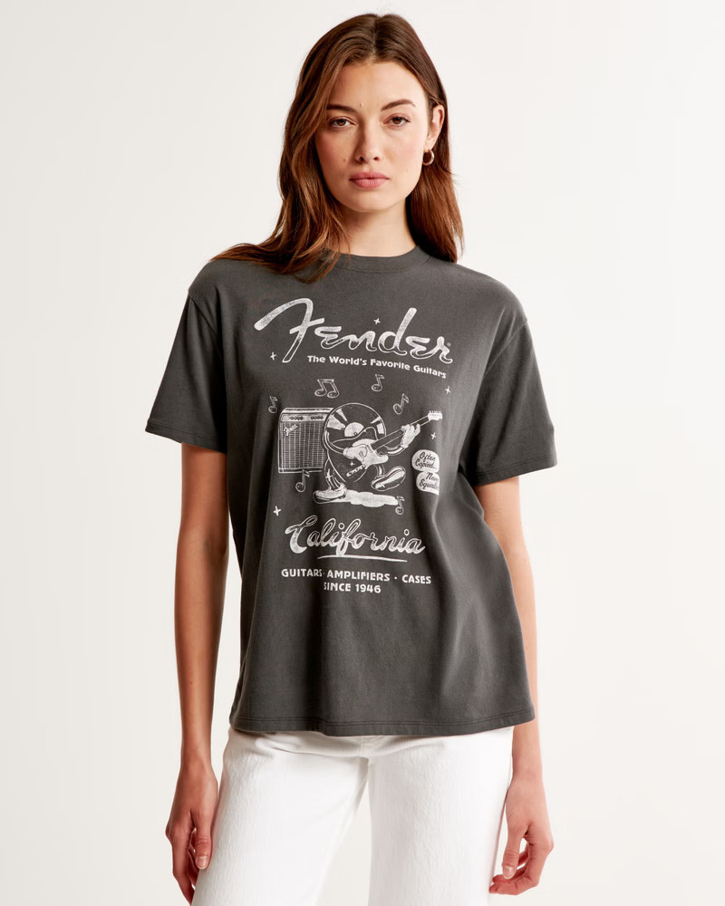 Oversized Boyfriend Fender Graphic Tee | Abercrombie & Fitch (US)