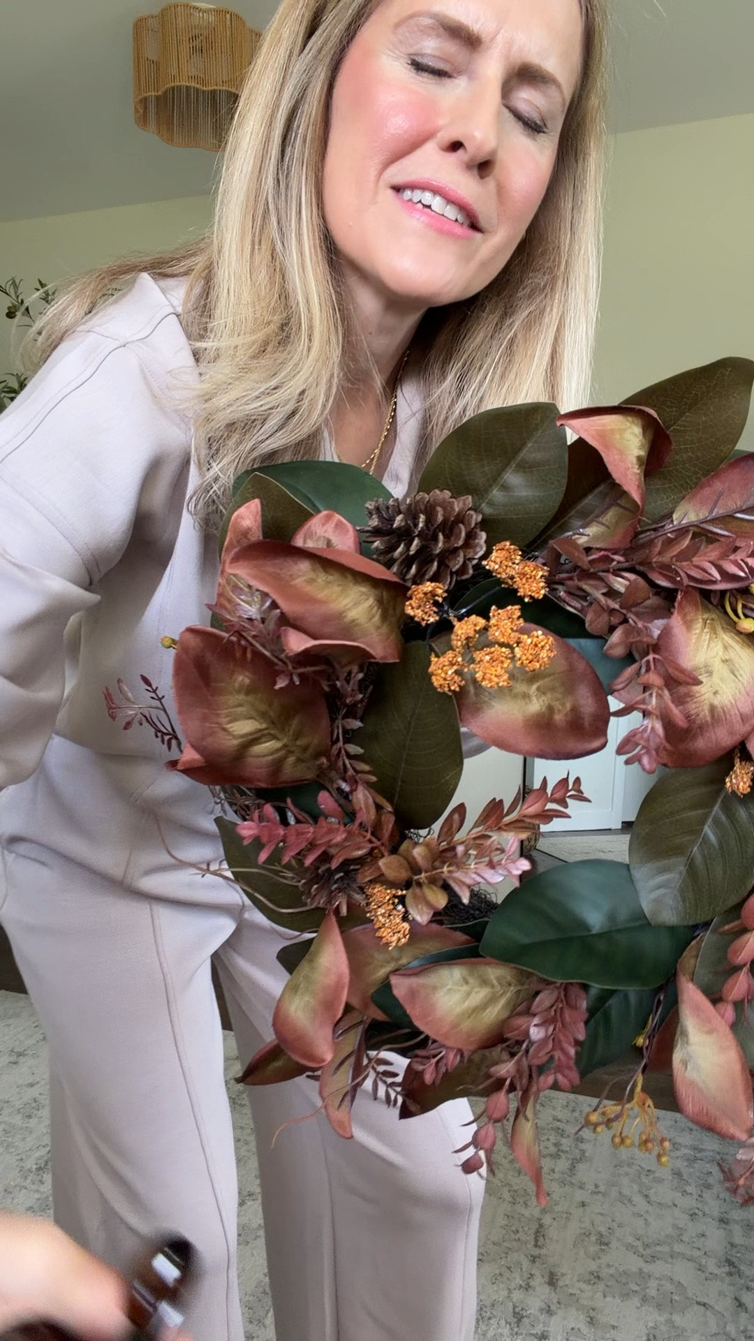 Walmart fall wreath I’m loving and a new pumpkin shaped candle! #walmarthome