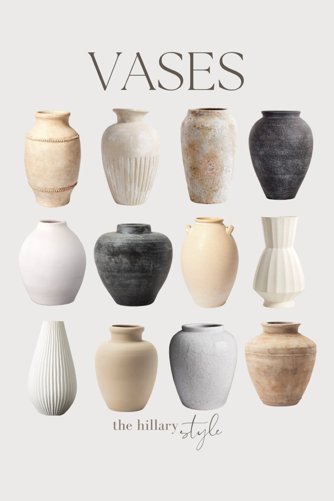 Here’s a collection of vases that I have in my home, and a mix of vases that are affordable!

Ceramic vase. Pottery barn. Crate and barrel. West elm. Target. Amazon. Cb2. Arhaus. 

#LTKstyletip #LTKsalealert #LTKhome