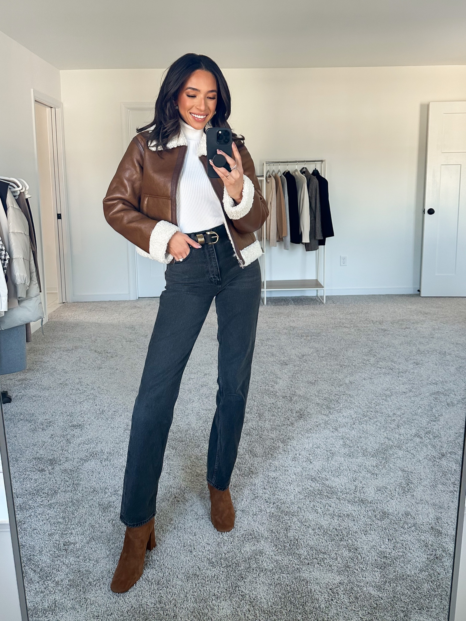 Code AFNENA for an additional 15% off on TOP of the 30% OFF sitewide sale at Abercrombie! 

Sizing: 
Sherpa leather jacket: medium - runs small
White Turtleneck: XS
Black Straight leg jeans: 26 Long 









Abercrombie code
Black Friday sale
Fall outfit
Winter outfit
Casual outfit
Shearling coat
Sherpa coat
Leather jacket
Aviator jacket
Abercrombie outfit

#LTKCyberweek #LTKunder100 #LTKstyletip