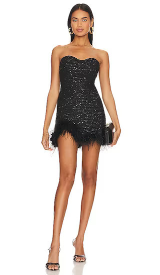 Lenni Mini Dress in Black Feather Dress Black Sparkly Dress Outfit Black Sparkle Dress Outfit | Revolve Clothing (Global)