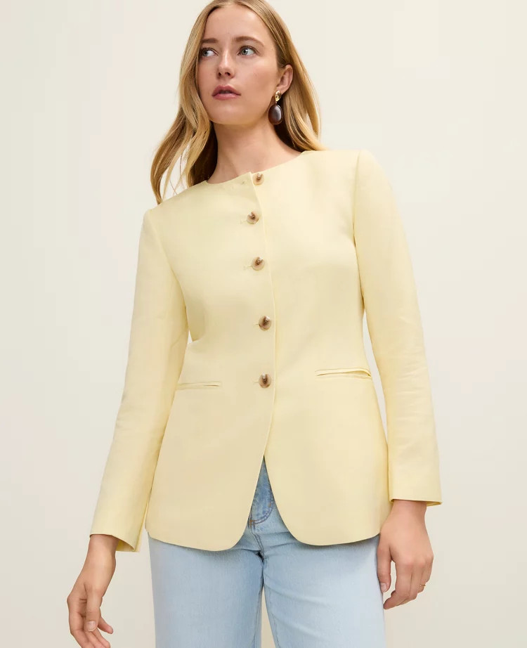 The Cutaway Jacket in Linen Blend | Ann Taylor