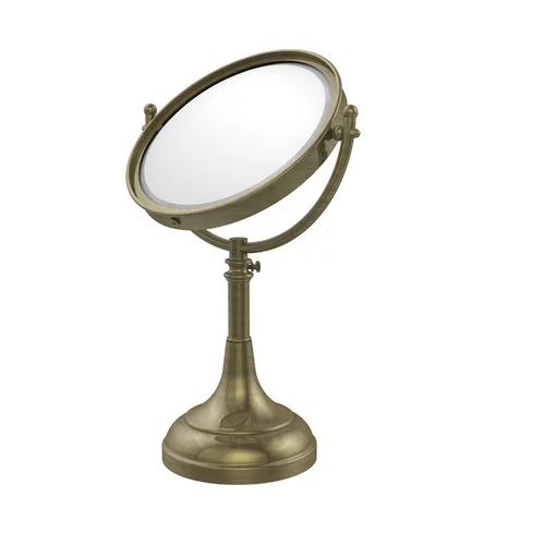 Height Adjustable 8-in Vanity Top Make-Up Mirror 4X Magnification in Antique Brass | Walmart (US)