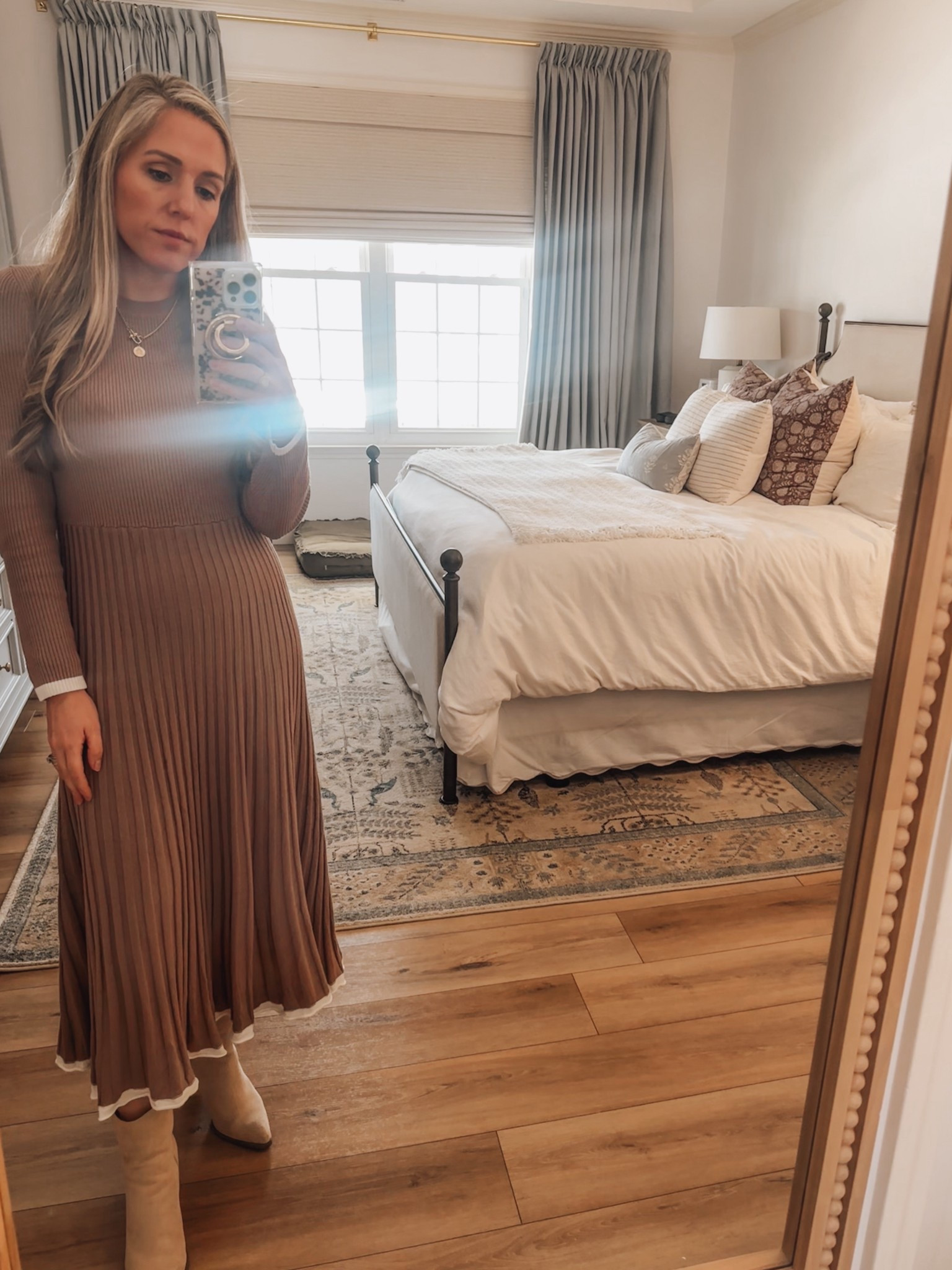 I couldn’t figured out where that light was coming from. But it’s also covering up the gravy I spilled on my chest at lunch so I went with it. Love this cozy dress that I wore for this church this morning. So many color options! 

#LTKWorkwear #LTKootd