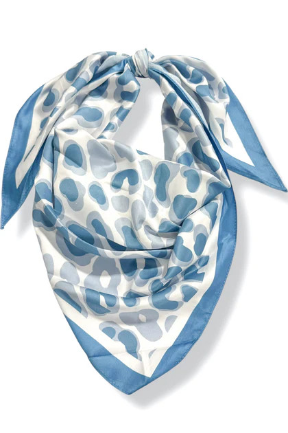 No Dull Moment Blue Leopard Print Triangle Scarf | The Willow Tree