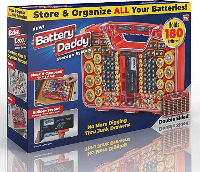 Ontel Battery Daddy 180 Battery Organizer and Storage Case with Tester, 1 Count | Amazon (US)