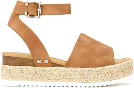 Soda Womens VALETT Open Toe Casual Ankle Strap Sandals | Amazon (US)