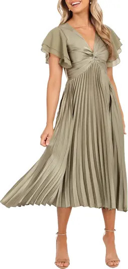 Petal & Pup Nova Flutter Sleeve Midi Dress in Dusty Rose at Nordstrom, Size Small | Nordstrom