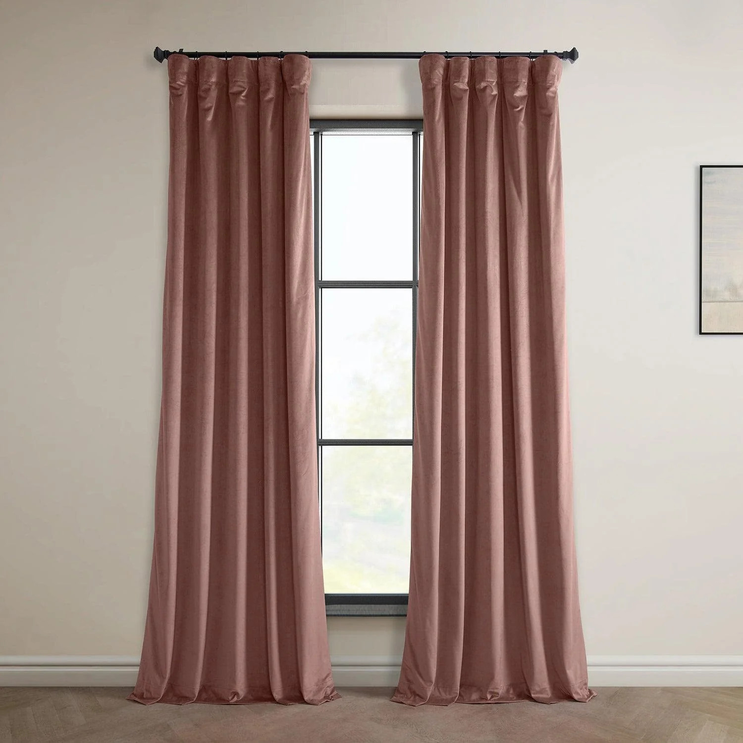 Wild Rose Heritage Plush Velvet Room Darkening Curtain | Half Price Drapes