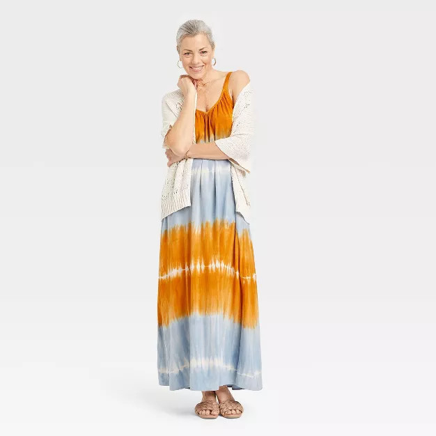 Women's Sleeveless A-Line Dress - Knox Rose™ Yellow Tie-Dye XS | Target