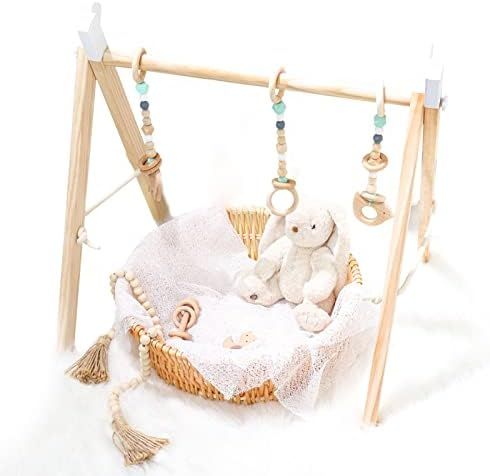 Hooyax Wooden Baby Gym, Foldable Baby Play Gym Frame Wood Activity Gym Center for Baby Hanging Ba... | Amazon (CA)