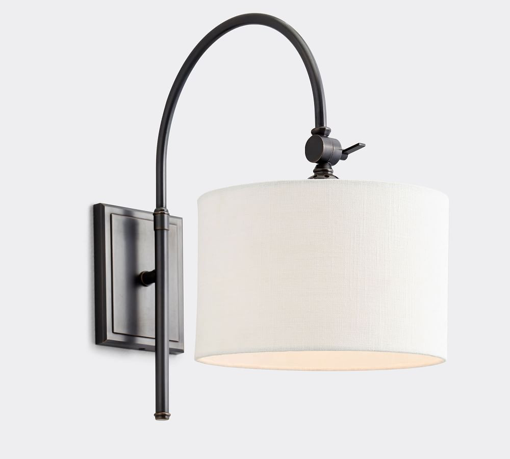 Arc Linen Drum Shaded Sconce | Pottery Barn (US)