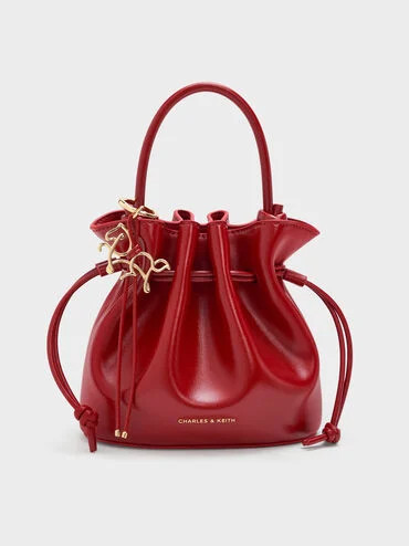 Sammie Horse-Motif Drawstring Bucket Bag
    
         - Tomato Red | Charles & Keith US