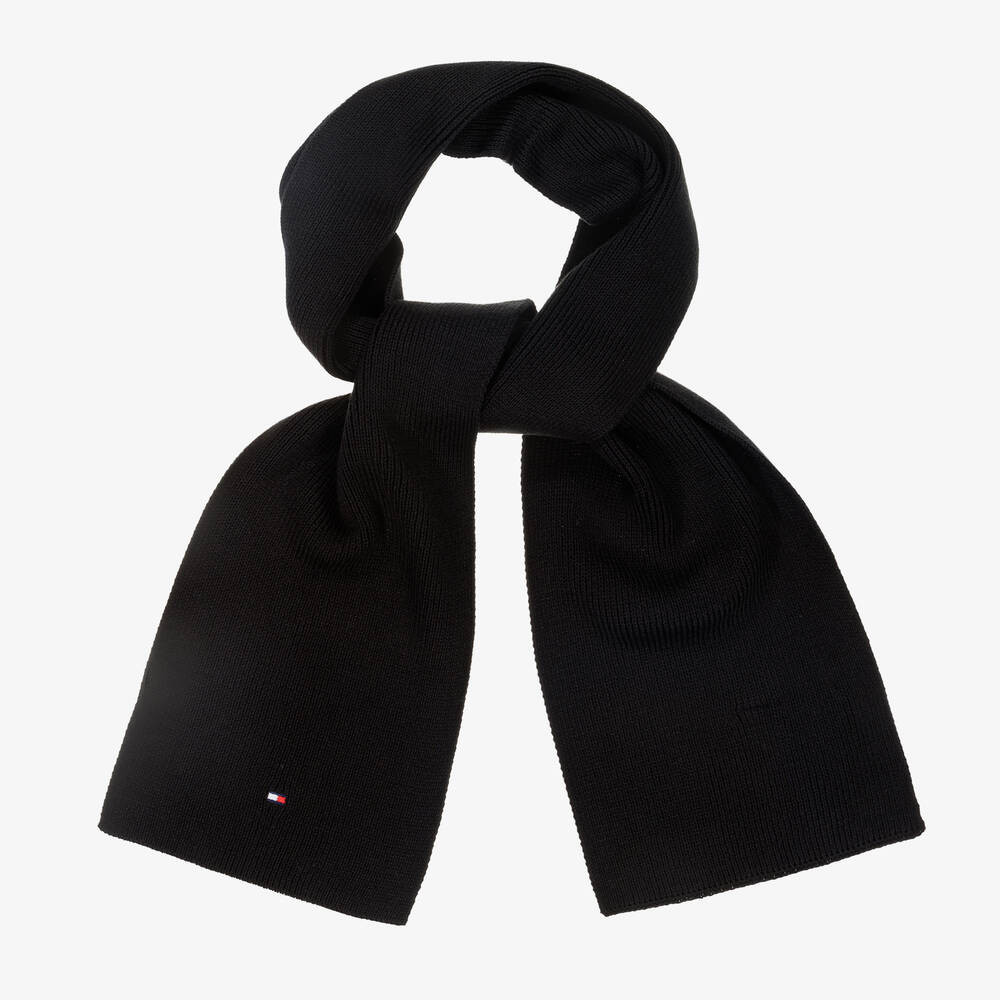 Black Cotton Knit Flag Scarf | Childrensalon