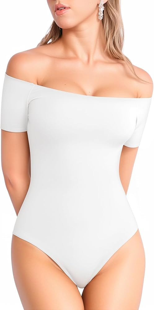 MANGOPOP Off The Shoulder Long Sleeve Short Sleeve Bodysuit for Women | Amazon (US)