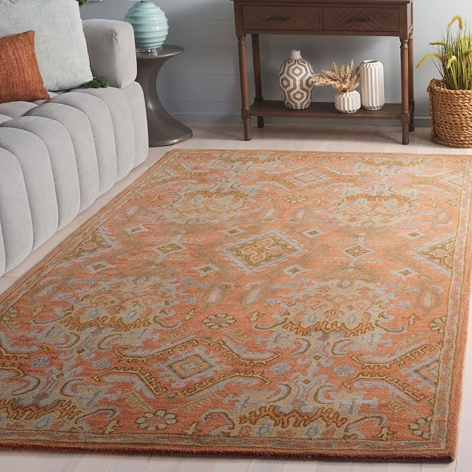 SAFAVIEH Wyndham Collection Area Rug - 6' x 9', Terracotta, Handmade Modern Wool, Ideal for High ... | Amazon (US)
