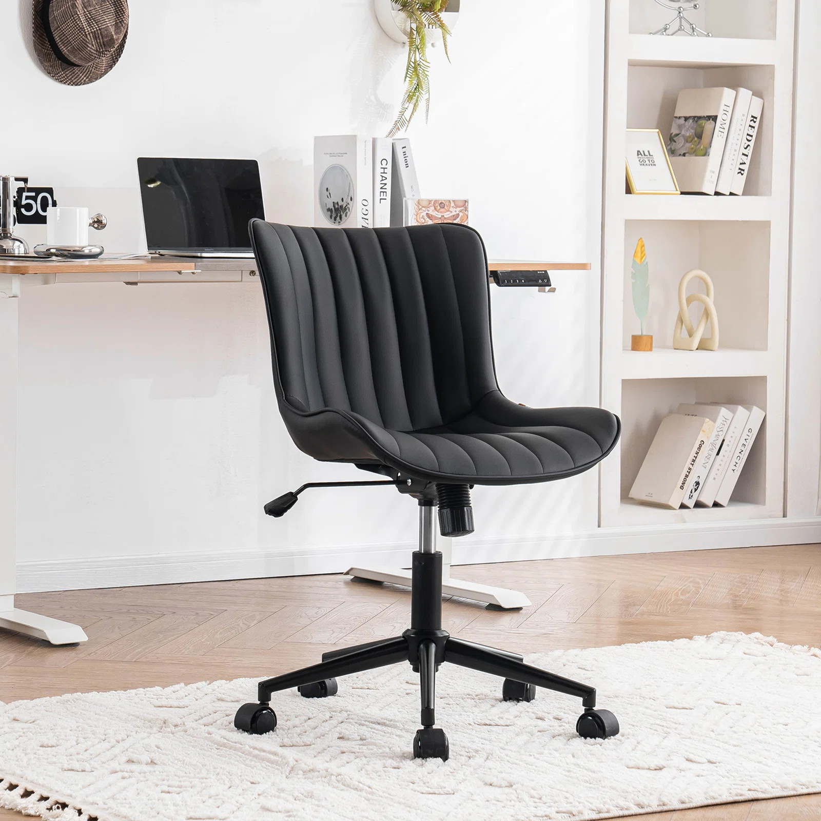 Brionni Leather Upholstered Home Office Desk Chair Swivel Task Chair Height Adjust Conference Cha... | Wayfair North America