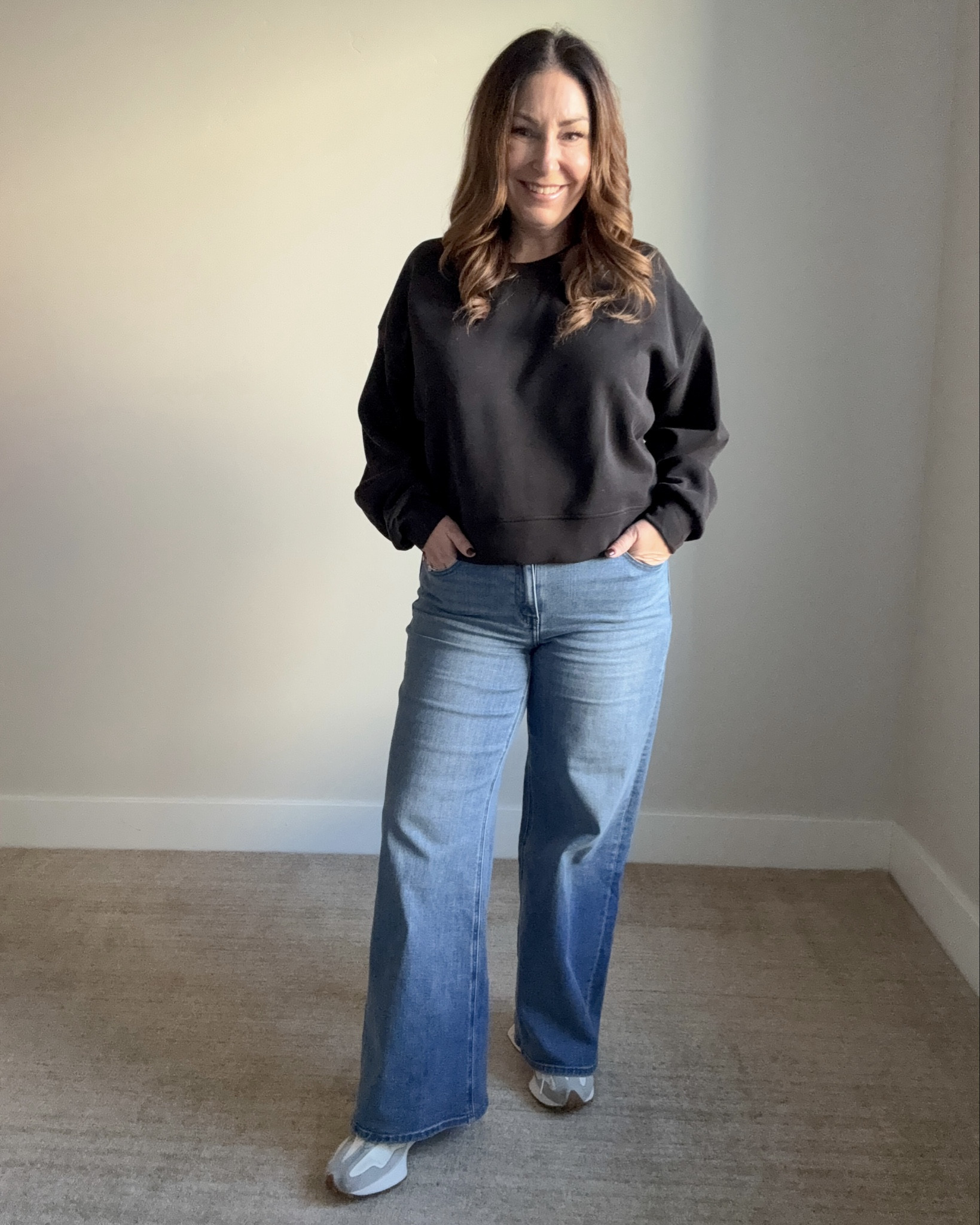 This black fleece-lined crewneck is thick, warm, and has that elevated feel. Perfect for jeans and sneakers |   Wearing Sweatshirt tts, L // Jeans tts, 31 

 

#LTKSeasonal #LTKOver40 #LTKMidsize