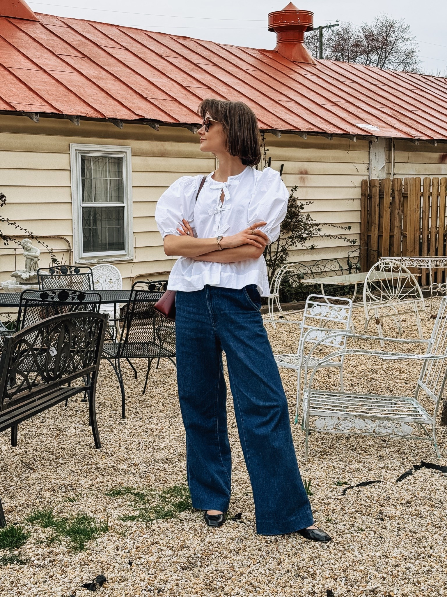 A billowy silhouette for spring — a feminine cotton top, wide leg jeans & ballet flats. 

#LTKFindsUnder100 #LTKSeasonal #LTKShoeCrush