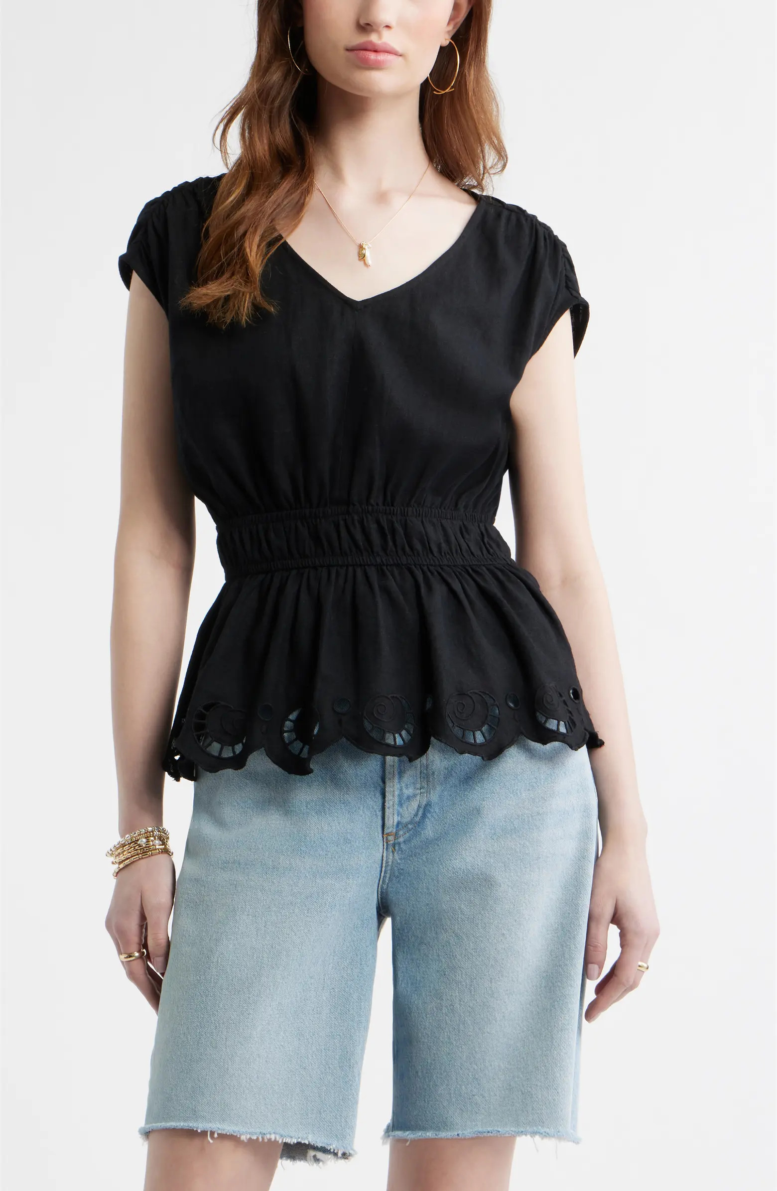 Eyelet Hem Peplum Top | Nordstrom