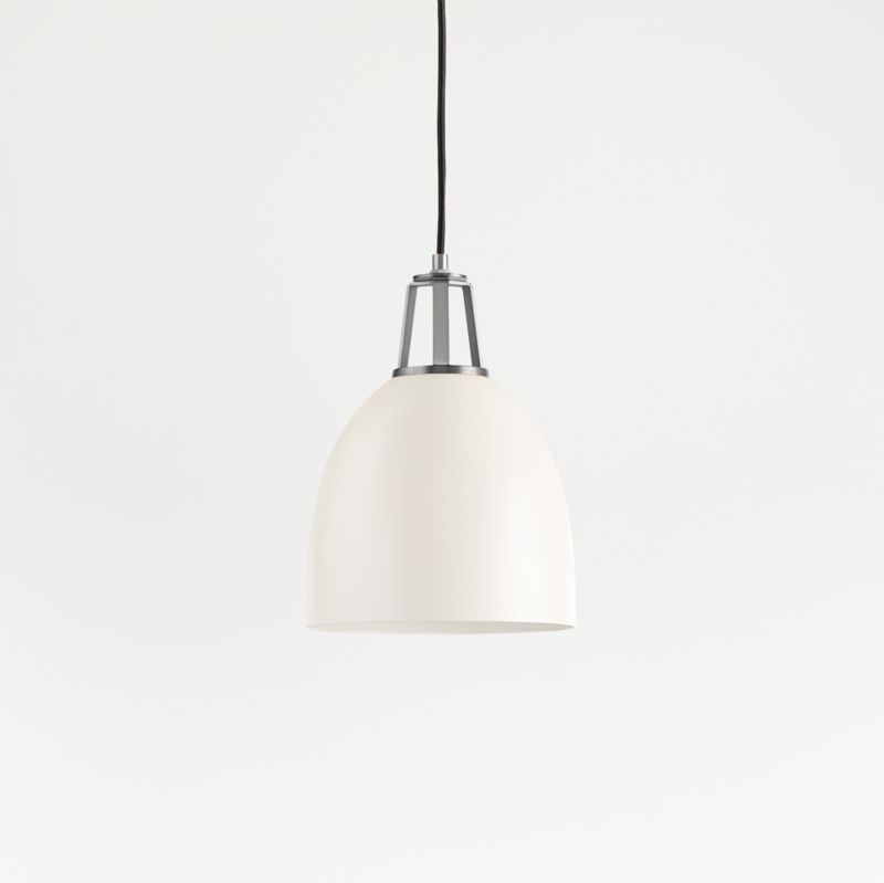 Maddox White Dome Pendant Small with Nickel Socket | Crate & Barrel | Crate & Barrel