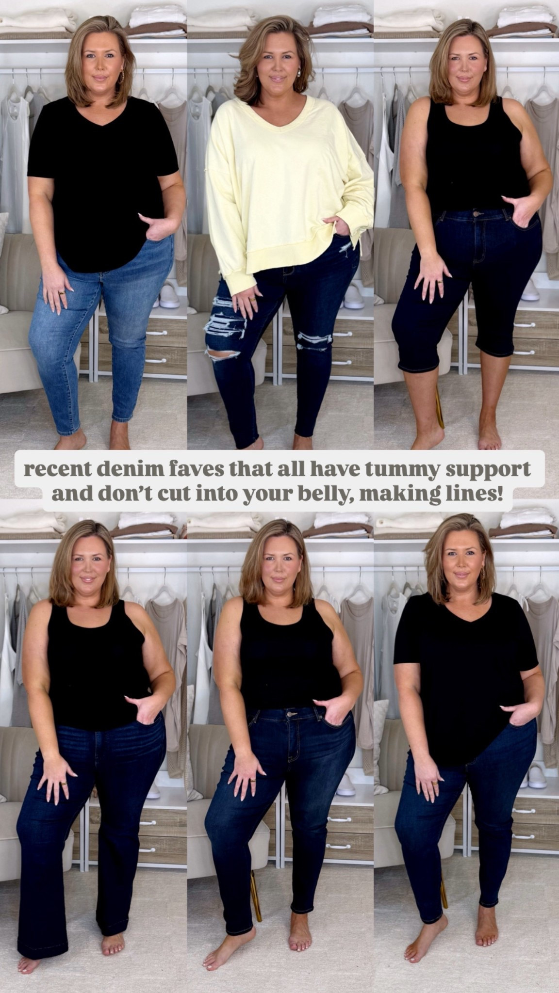 Belly approved jeans! For 1,2,& 6 — size up if in between, I’m wearing the 20! 
For 3,4,5 - I’m wearing the 20 but I think I could do the 18 as well. XXL and 2X and 18/20 in tops!

#LTKMidsize #LTKSaleAlert #LTKPlusSize