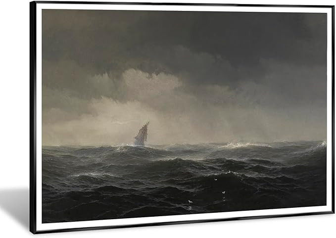 OrcOw Vintage Storm At Sea Oil Painting, Moody Seascape Painting, Antique Seascape Print, Vintage... | Amazon (US)