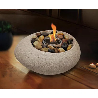 Oval Stone Concrete Ethanol Indoor & Outdoor Tabletop Fireplace | Wayfair North America