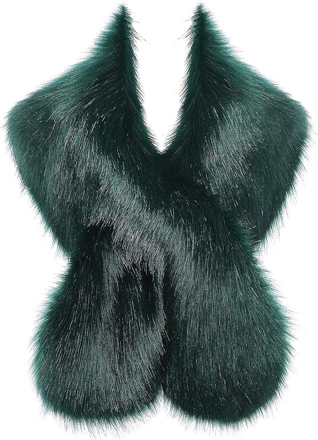 BABEYOND Women's Faux Fur Shawl Party Faux Fur Collar Fur Wraps for Winter Bridal Wedding Cover U... | Amazon (US)
