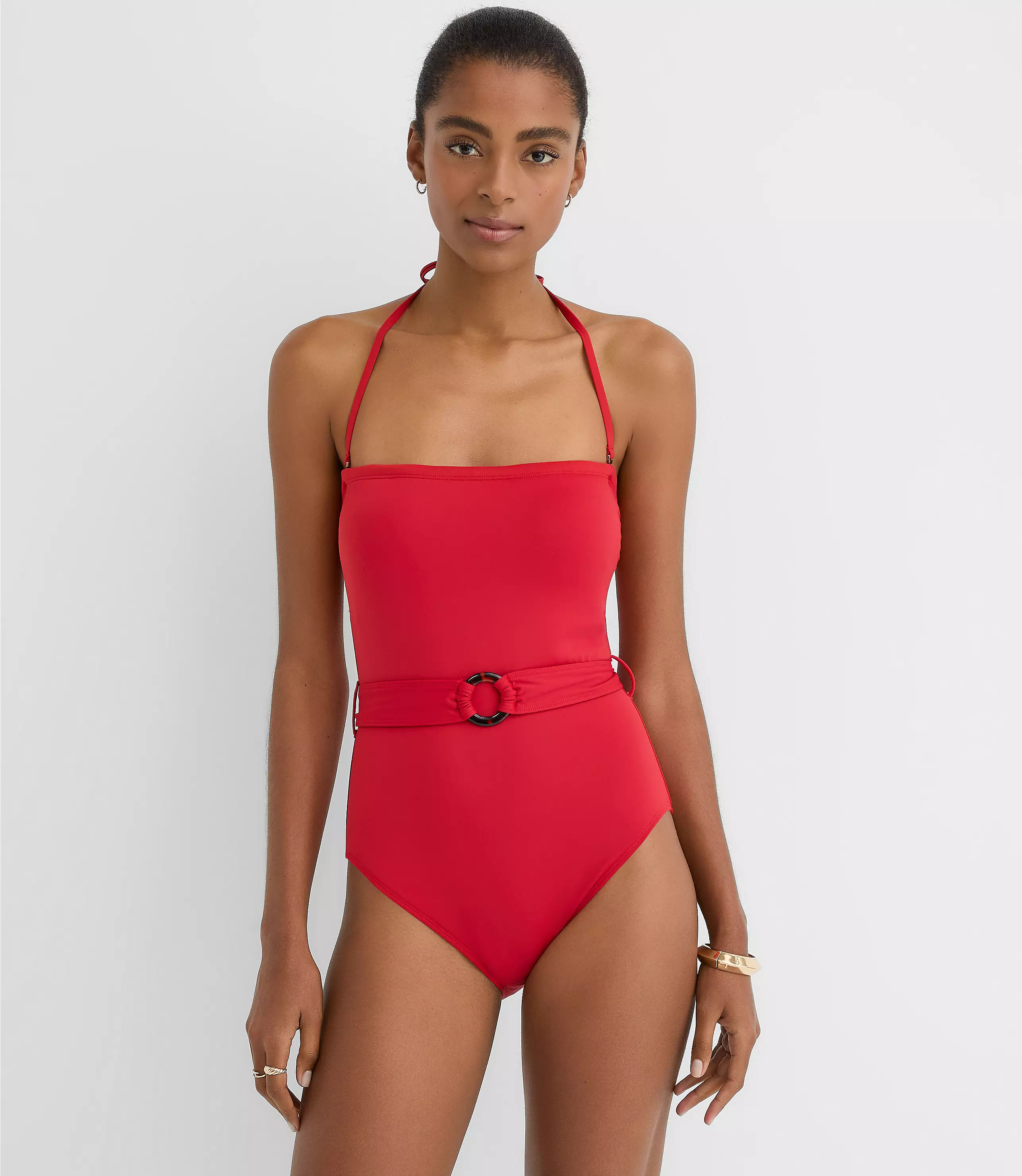 LOFT Beach Tortoiseshell Print Ring Bandeau One Piece Swimsuit | LOFT