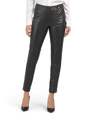 Faux Leather Pintuck Slim Ankle Pants | Marshalls