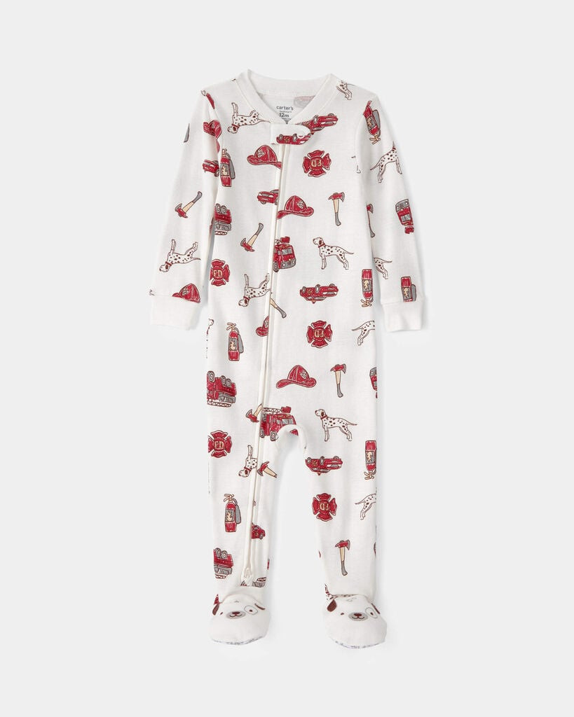 Carter's baby boy firetruck 100% cotton snug fit 1-piece pajama 12M White | Carter's Inc