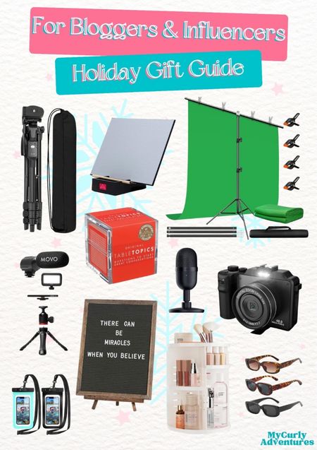 Give the gift of inspiration this holiday season with our top picks for aspiring bloggers and influencers! - 60” Camera Tripod with Travel Bag, Buddha Board, Portable Green Screen Backdrop with Stand, TableTopics Original, Video Vlog Kit, Letter Board with Rustic Vintage Frame and Stand, Mini USB Condenser Microphone, 4K 48MP Digital Camera with Wifi, Universal Waterproof Phone Case Dry Bag with Lanyard, Rotating Adjustable Makeup Organizer, Rectangle Sunglasses with UV Protection

- Best Gift Ideas for Aspiring Bloggers & Influencers, gifts for him, gifts for her, white elephant gifts, secret santa, yankee swap, exchange gift ideas, holiday gift, thanksgiving gift, Christmas gift, birthday gift, personalized gift, Valentines gift, Walmart, Etsy, Amazon, gift ideas, surprise gift, seasonal gift, gift shopping, holiday shopping, Christmas shopping

#LTKHoliday #LTKGiftGuide #LTKfindsunder50 #LTKfindsunder100 #LTKsalealert #LTKfamily #LTKparties #LTKSeasonal #LTKstyletip #LTKtravel #LTKitbag