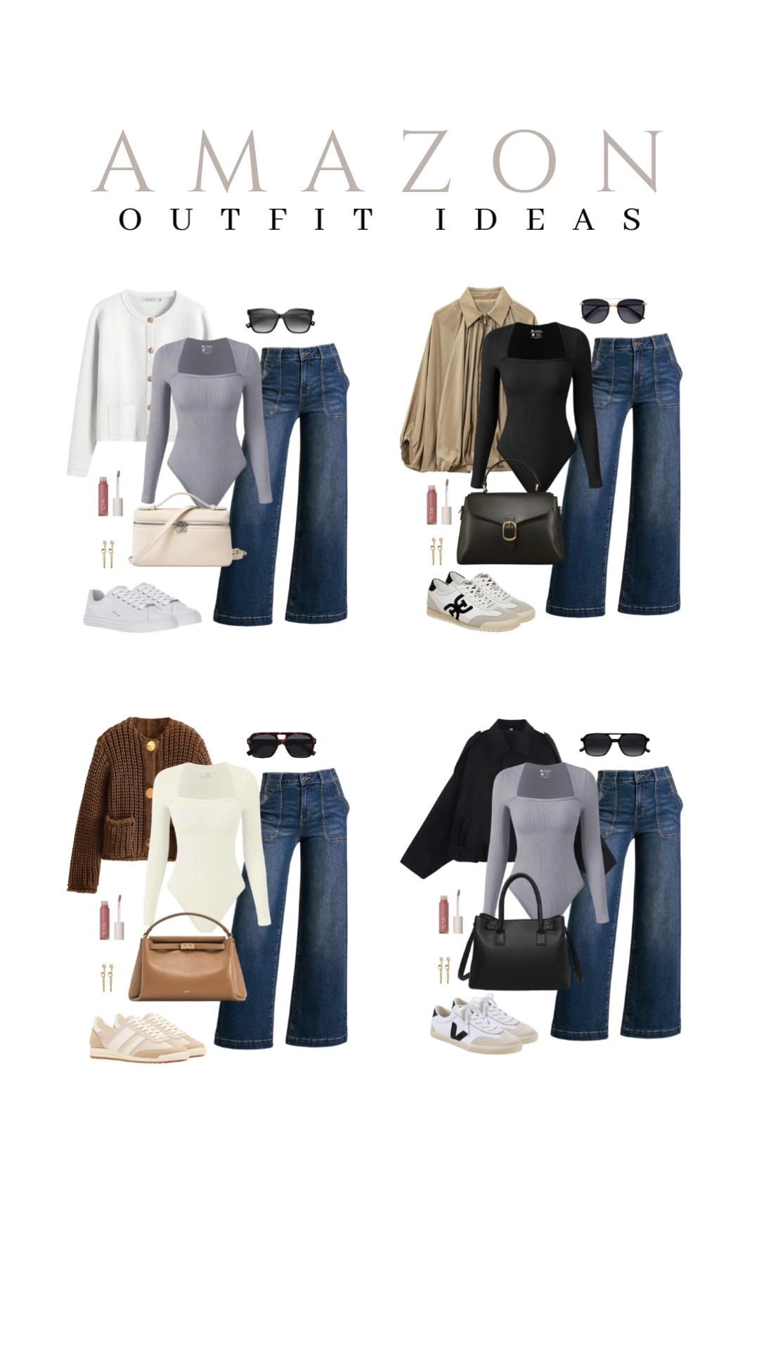 Five comfy outfits you can actually wear and still feel cute!
square neck bodysuit, wide leg jeans, tinted lip oil, hoop earrings set, beauty finds, affordable fashion, trendy look, viral products, casual outfit idea, spring style, how to style, ways to style, spring fashion, amazon fashion, affordable style

#LTKootd #LTKSeasonal #LTKU