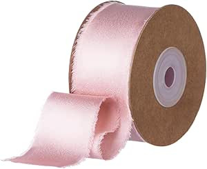 Yimi's Dream Satin Chiffon Ribbon, 20 Yds x 1.5" Handmade Pink Fabric Ribbons with Raw Frayed Edg... | Amazon (US)