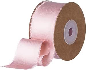 Yimi's Dream Satin Chiffon Ribbon, 20 Yds x 1.5" Handmade Pink Fabric Ribbons with Raw Frayed Edg... | Amazon (US)
