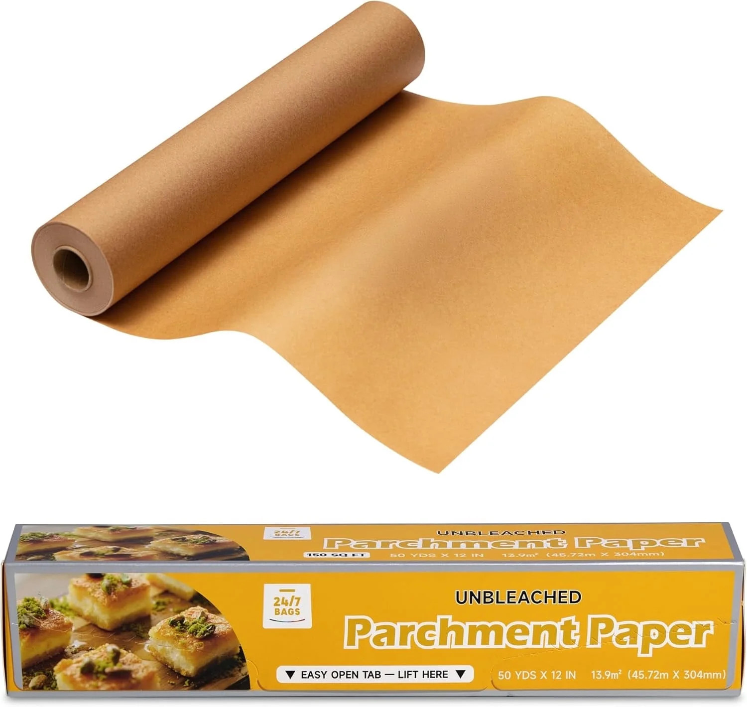 150 Sq Ft Parchment Paper Roll, 12" Wide, Non-Stick, Unbleached, Food Safe, Serrated Cutter | Walmart (US)
