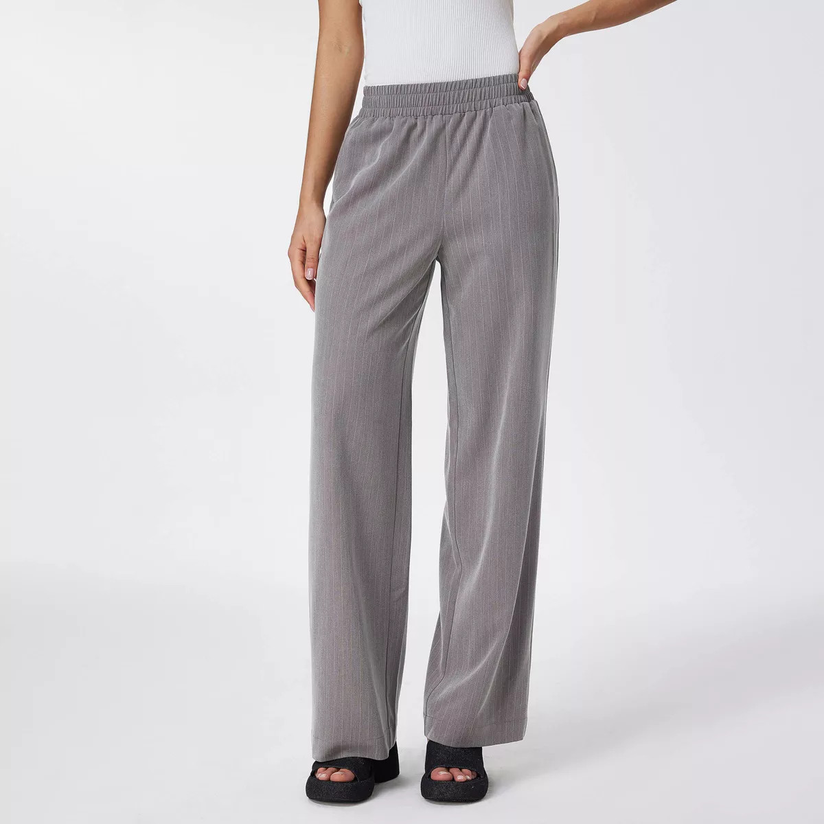 Women's Wide Leg Tailored Pull-On Pants - A New Day™ Gray | Target