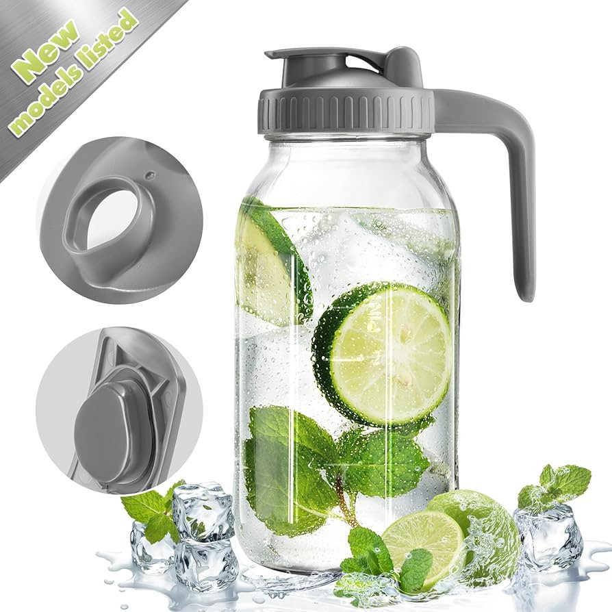 Mason Jar with Pour Spout Lid V-shaped, 64 oz Sun Tea Jar Double Leak Proof, 2 Quart Drink Pitche... | Amazon (US)