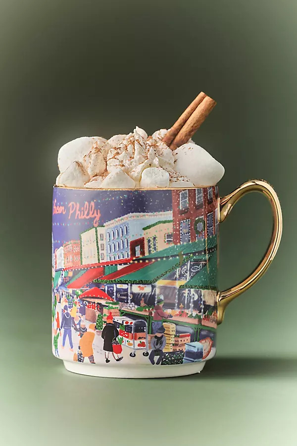 Holiday in the City Stoneware Mug | Anthropologie (US)