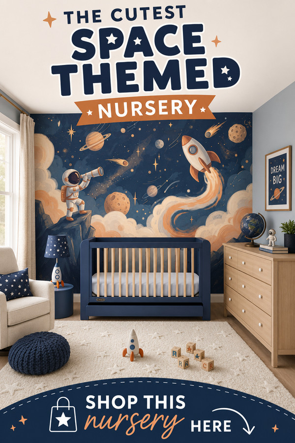 Blast off with the cutest space themed nursery for your little astronaut