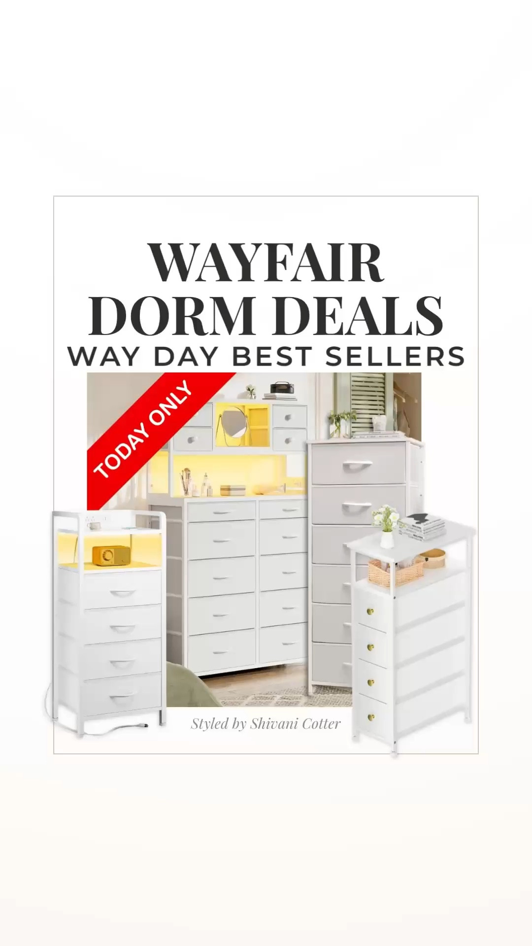 Wayfair Way Day has some of the best dorm storage deals right now and these are the ones actually worth buying.
If you are working with a small space, these pieces make a huge difference in how your dorm looks and functions.
What stands out:
• Nightstands with built in charging
• Dressers with extra storage and lighting
• Slim pieces that fit in tight spaces
• Multi use furniture that does more
These are the kinds of finds that sell out fast during Way Day.

wayfair dorm furniture | dorm storage solutions | small space dorm ideas | dorm nightstand with charging station | dorm dresser storage | college dorm organization | dorm furniture ideas | dorm move in essentials | dorm storage ideas | small dorm furniture | space saving dorm furniture | wayfair way day deals